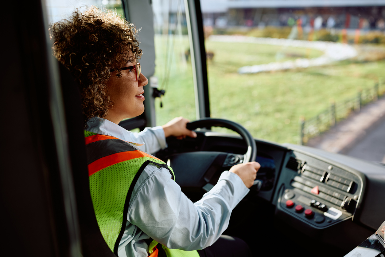 Veteran bus driver behind the wheel