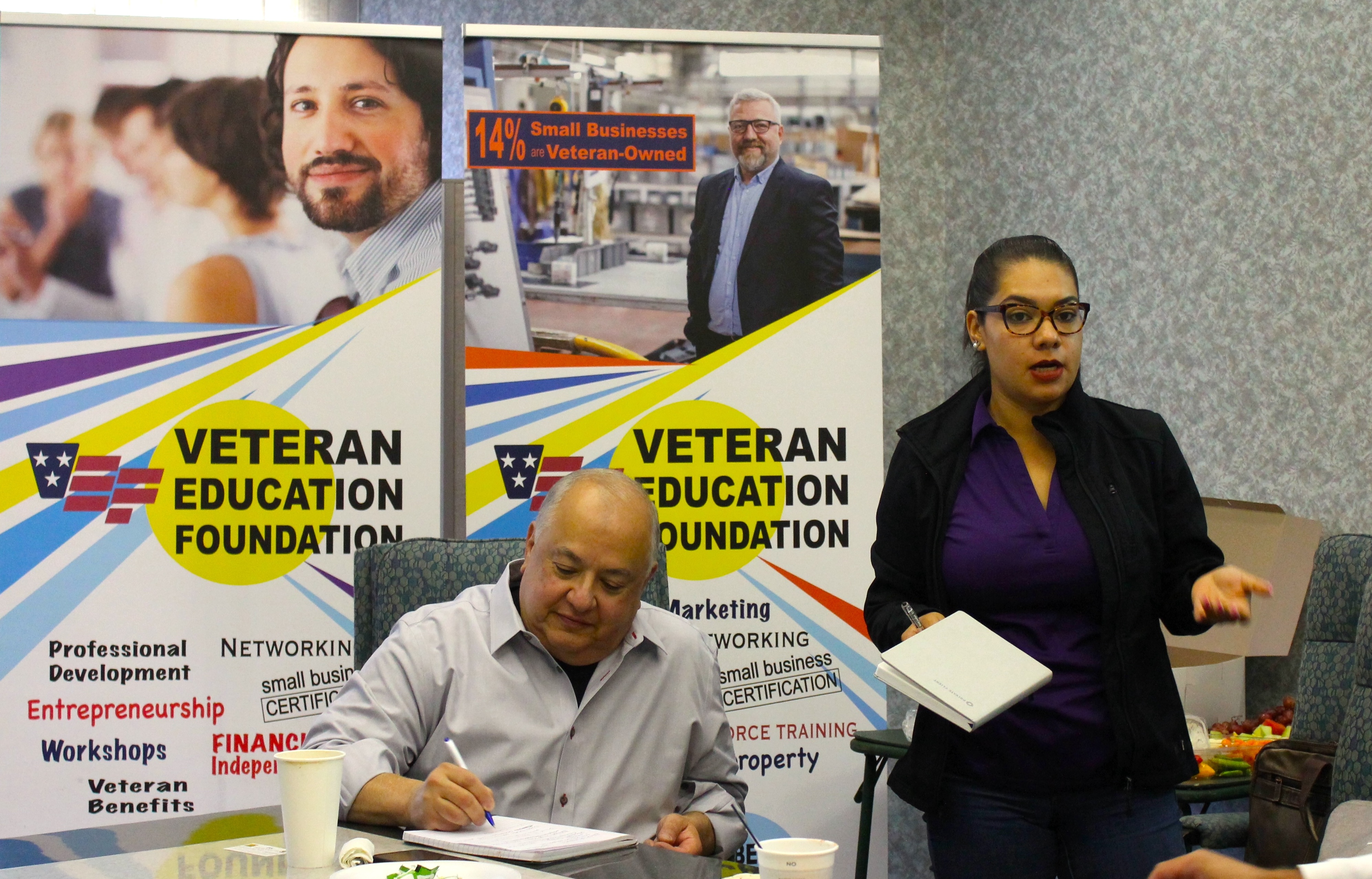USMC Veteran Attorney Rick Daniels taking notes as our speaker addressed the audience.