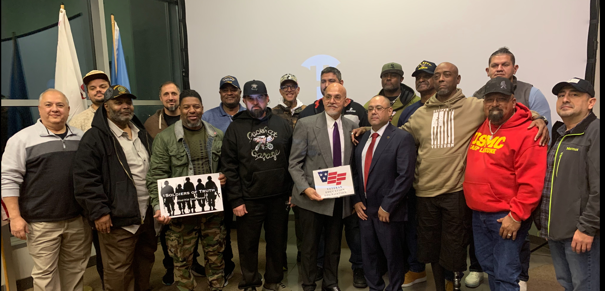 Veterans celebrating one another.